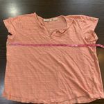 Orvis Linen Shirt Womens Medium V-Neck Orange Stripes Outdoorsy Summer READ Photo 5