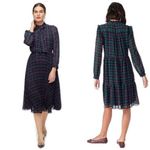 J.Crew  Black Watch Tartan Plaid Tie Neck Pleated Midi Dress Holiday 00 Photo 6