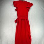 Amanda Uprichard  Maxi Dress Ruffle Sleeve Wrap Red Dress‎ Party Cocktail Size P Photo 7