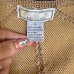 SMH Boutique Leather Blazer Boho Vintage Knit Long Sleeve Jacket Women’s Small Tan Photo 5