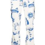 Miaou Blue Patterned Cream Cargo Jeans Size L Photo 3