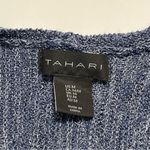 Tahari Long Sleeve Open Cardigan Marled Blue White Ribbed Knit M Photo 8