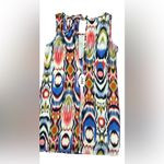 Peach Love California Peach Love Cream Ikat Colorful Sleeveless Keyhole Shift Dress MEDIUM Geometric Photo 7