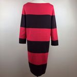 Gap Sweater Dress Medium Striped Ribbed Knit 3/4 Sleeve Red Rugby Knee Length Photo 4