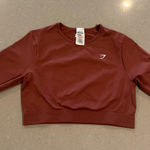 Gymshark Cropped Sweatshirt Maroon Long Sleeve Pullover Women's Size L Photo 0