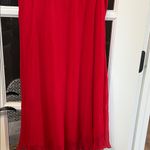 Free People  *Rare* Red Ruffled V-Neck 100% Silk Mini Dress Size 4 Photo 10