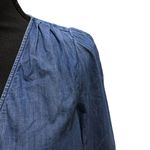 Madewell Denim Wrap Top 70s Retro Style Crop 3/4 Sleeve V-Neck Mid Blue Small Photo 4