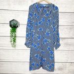 Draper James RSVP Blue Striped Floral V-Neck Smocked-Sleeve Casual Dress Size XL Photo 8