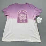 REEF Shirt Womens S Purple White Ombre Paradise Lily Flower Relaxed Dip Dye Tee Photo 0