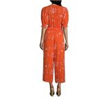 a.n.a  Women’s Vibrant Orange Floral Elbow Jumpsuit Romper Photo 2
