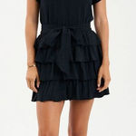 Sundays ‎ Womens June Flutter Sleeve Ruffle Tiered Mini Dress Black Size Small Photo 0