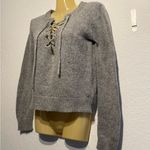 Forever 21  Heather Gray Lace-Up Knit Sweater Women’s Size Small Long Sleeve Soft Photo 3