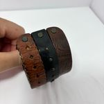 Diesel Vintage Brown Embossed Leather and metal bracelet, one size-fits most Photo 4