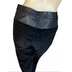 Alice + Olivia BLACK CORDUROY CROPPED FLARE LEG PANTS WITH LEATHER TRIM (6) Photo 7