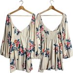 Free People Francesca Floral Print Mini Dress Women's Medium Warm Ivory Boho NWT Photo 4