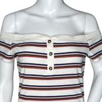 Aeropostale Shirt Junior XL White Pink Stripe Seriously Soft Off Shoulder Casual Photo 4