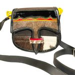 Western Faux Fur Crossbody Saddlebag Native Purse Accessory Black Photo 0