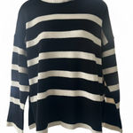 Luxe  Black and Cream Striped Sweater Photo 0
