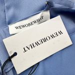 We Wore What  Cowl Midi Slip Dress Satin Charmeuse Slate Blue Classic US 2 NWT Photo 9