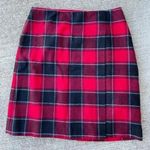 Talbots  size 6 wool lined red plaid faux wrap skirt tartan holiday winter Photo 0