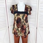 Dress Barn  Tie Dye Flutter Sleeve Tunic Top‎ Shirt Brown Black 1X Photo 1