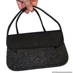 Vintage Womens Handbag Clutch Small Black Glitter Sparkle Formal Party Classic Photo 1