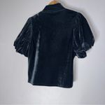 Free People  BLUE Claudia Velvet Mock Neck Women's short sleeve bohemian Top XS‎ Photo 3