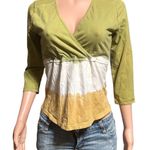 Pulp women's wrap over 3/4 sleeve tea leaf bronze shirt M Multiple Size M Photo 1