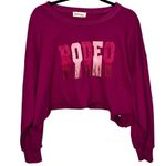 Peach Love California Let’s Go to the Rodeo Fringe Cropped Sweatshirt Pink M Photo 1