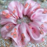 Pink Strawberry Filled Scrunchie Shaker Scrunchie Organza Satin Scrunchie Photo 2