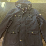Wenven Woman's Black Coat‎ Jacket Parka Hood Military Style Sz Sm Pockets Patch Photo 0