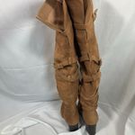 Sam Edelman Sam Edelman Tan Suede OTK Boots 7 Leather Heel Wrap Strap Tall Zip Buckle Photo 2