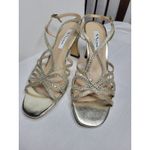 Nina leather sole Gold rhinestone Strappy cocktail party heels pumps size 9 Photo 9