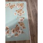 Women Floral Shawl Square Fringed Light Blue Tan Cream Elegant Accessory Photo 7