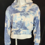 Socialite Blue & Cream Tie Dye Cropped Hoodie (S) Photo 0