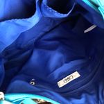 Cato 2000s y2k Blue leather hand shoulder bag crossbody purse with green stitching and buckle pocket details Photo 2