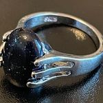 Navy blue sandstone S925 silver ring size 7 Photo 2