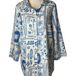 Calypso St. Barth  Shirt Women XL Blue White‎ Coastal Button Down Preppy Boho Photo 0