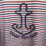 Lands End Serious Sweats Crewneck Sweatshirt Tunic Size L Magenta Stripe Anchor Size L Photo 2