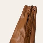 Peter Som  Brown Faux Leather Belted Tie Waist Button Front Mini Shirt Dress Sz 2 Photo 15