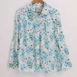 Liz Claiborne Floral Print Long Sleeve Button Up Shirt Womens Semi Sheer Lightweight Size XL Photo 0