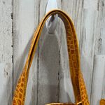 Michael Rome Designs Crocc Embossed Large Orange Leather Pockets Shoulder Bag Photo 1