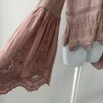 Altar'd State Mauve Crochet Cropped Sweater Bell Sleeves Eyelet, Sz: M (b35) Size M Photo 4