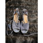CAbi  6001 Navy Blue Suede Isla Tassel Ankle Tie Espadrille Wedges Size 7 Photo 1