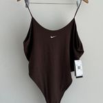 Nike Bodysuit Top Womens XXL Brown Cami High Leg Chill Knit Minimalist Sporty Photo 0
