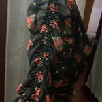 ZARA  Floral Ruched Mini Dress Mesh Ruffle Plunge V-Neck Puff Sleeve Size Small Photo 6