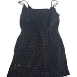 Crystal Sky Black Sequin Romper Spaghetti Strap Square Neck‎ XS NYE Night Party Photo 0