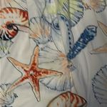 CHAPS  Denim Sea Shells &‎ Starfish 3/4 Sleeve Top Large Scrunch Neck Nautical Photo 1