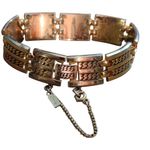 Vintage Monet Gold Tone Chain Link Hinged Bracelet Safety Chain Large Photo 0