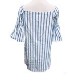 AQUA Mini Dress Blue/White Cotton Striped 3/4 Bell Sleeve Size S Photo 5